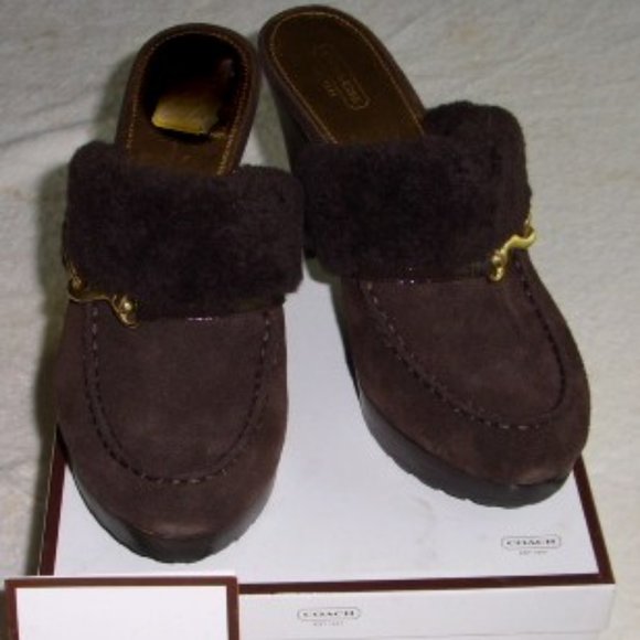 Vtg Coach Idyle Mules Shearling Brown 10 NIB - Picture 2 of 5